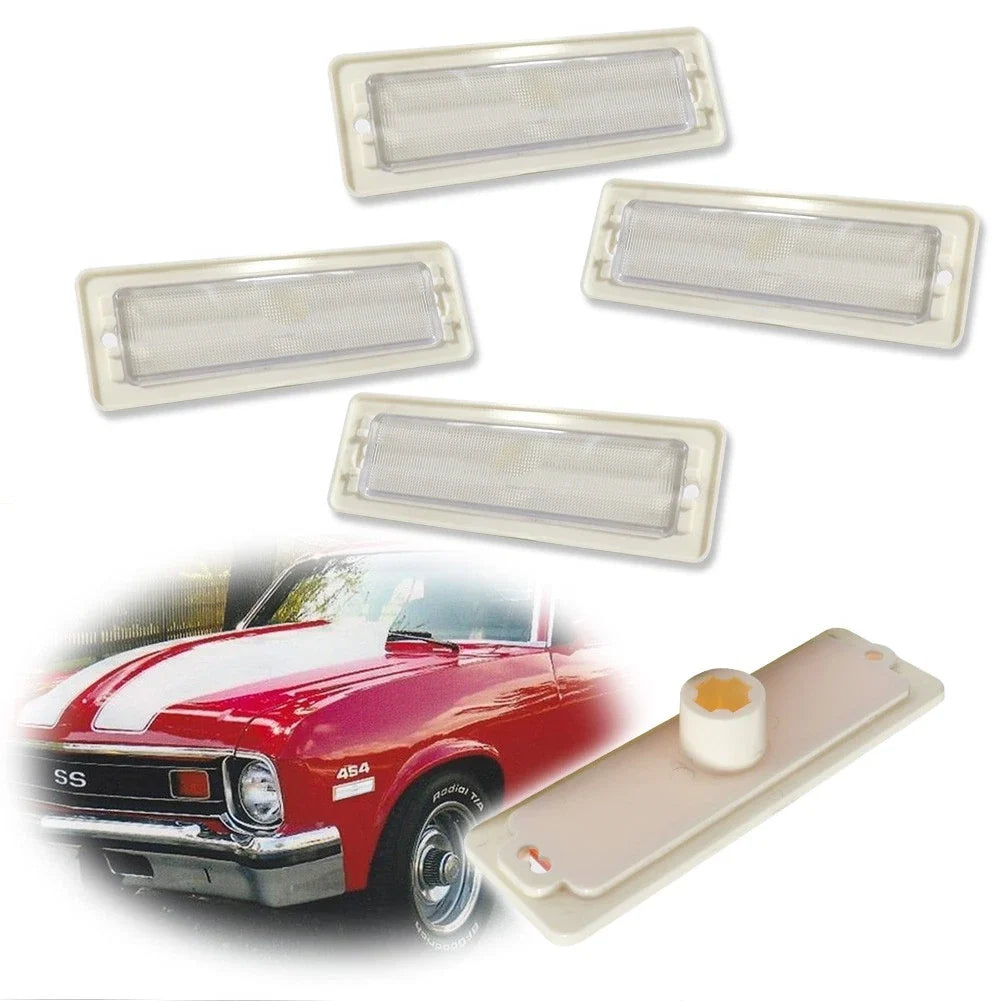 Set of 4 Clear Lens Side Marker Light Covers for Chevy Nova (1970–1974)