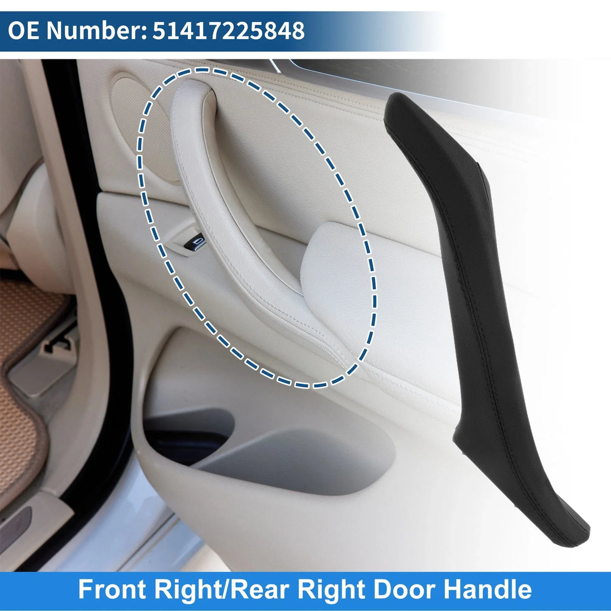 Inner Door Panel Handle for BMW F10 F11 F18 (2010–2017) No. 51417225848 Black