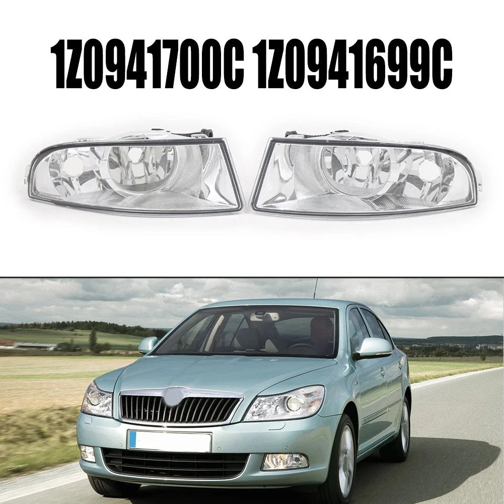 Replacement Pair Front Bumper Fog Light Housing for Skoda Octavia MK2 (2008)