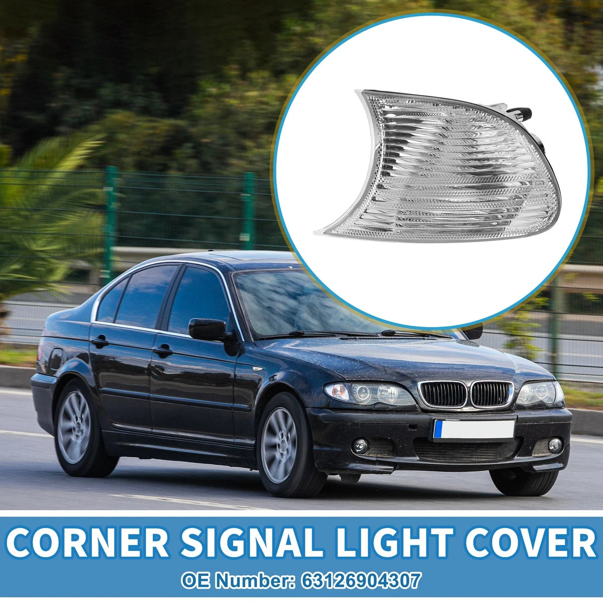 1Pc Left Corner Signal Light Cover for BMW 3 Series E36 (2000–2001) No. 63126904307