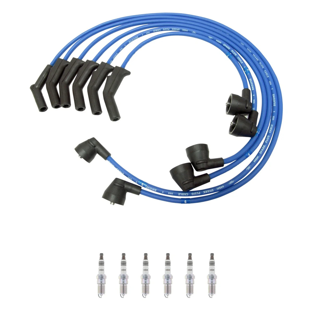 Set of 6 NGK Iridium IX Spark Plugs & Wire Set for Ford Mustang (1994–2004)