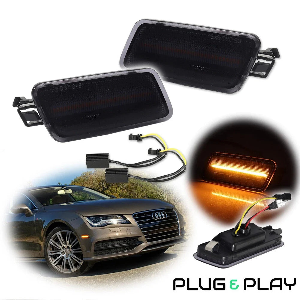 2X Amber LED Side Marker Lights for Audi A7 (2012–2018)