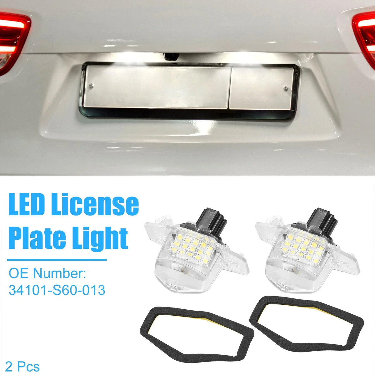 2X LED License Plate Light No. 34101-S60-013 for Honda CR-V (2007–2012)