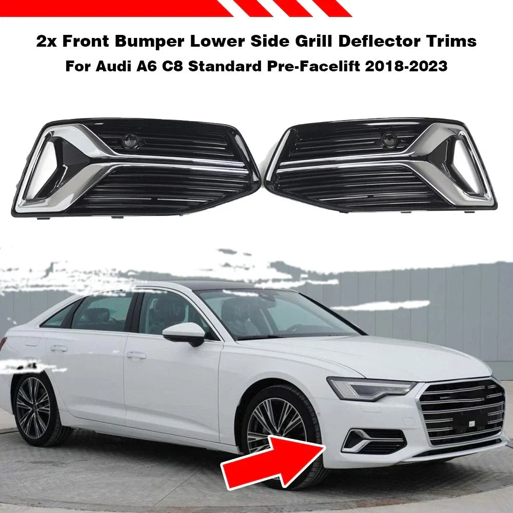 Front Fog Light Grill Covers for Audi A6 C8 (2019–2023)
