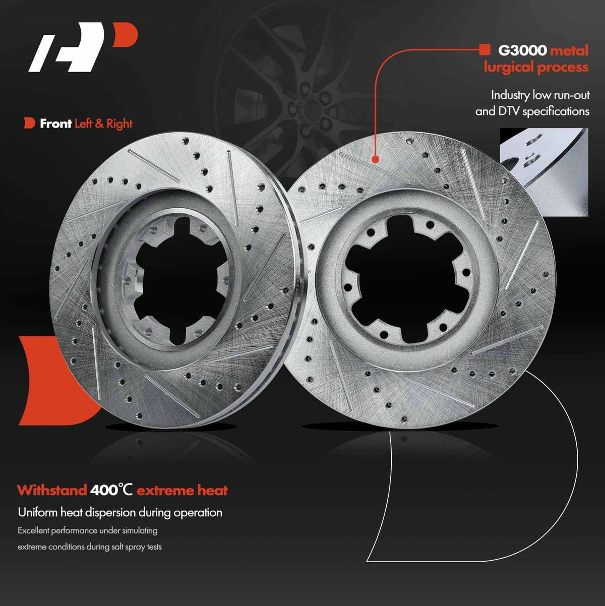 Front Brake Rotors Drilled & Ceramic Pads Set for Nissan Pathfinder 98-04