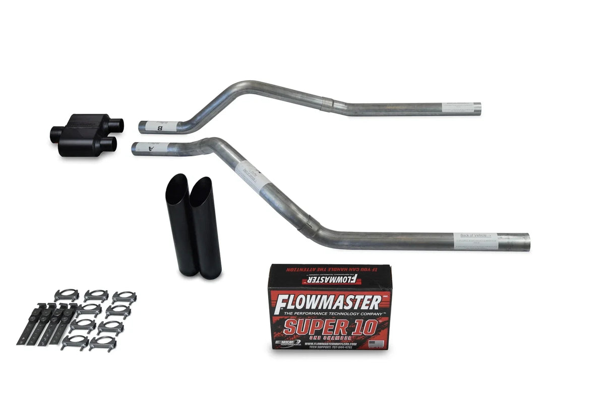 Dual Exhaust Kit with Black Tip - Flowmaster Super 10 for GMC Jimmy 1992-1994