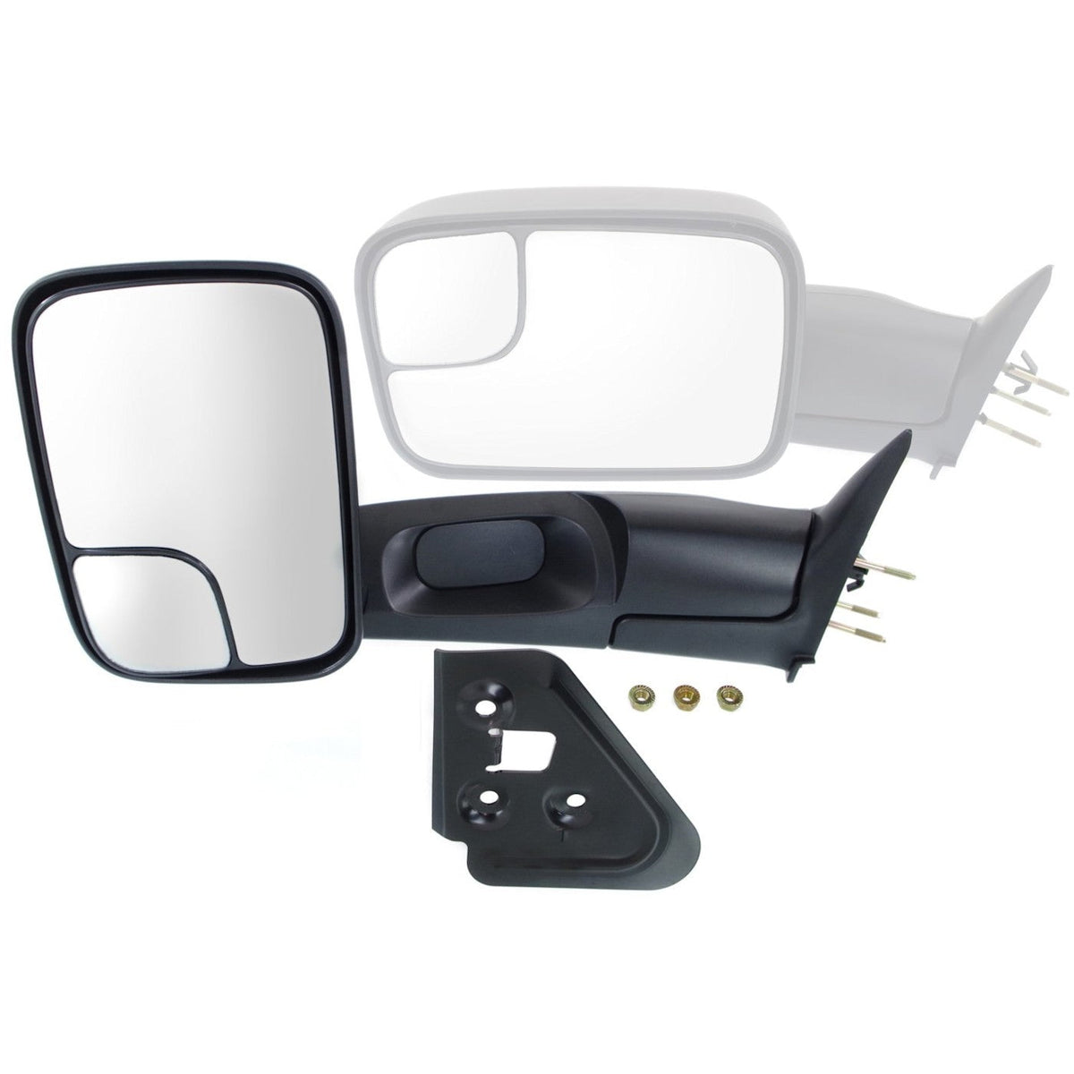 Folding Towing Manual Mirror Pair for Dodge Ram 1500 (1994-2001) Black
