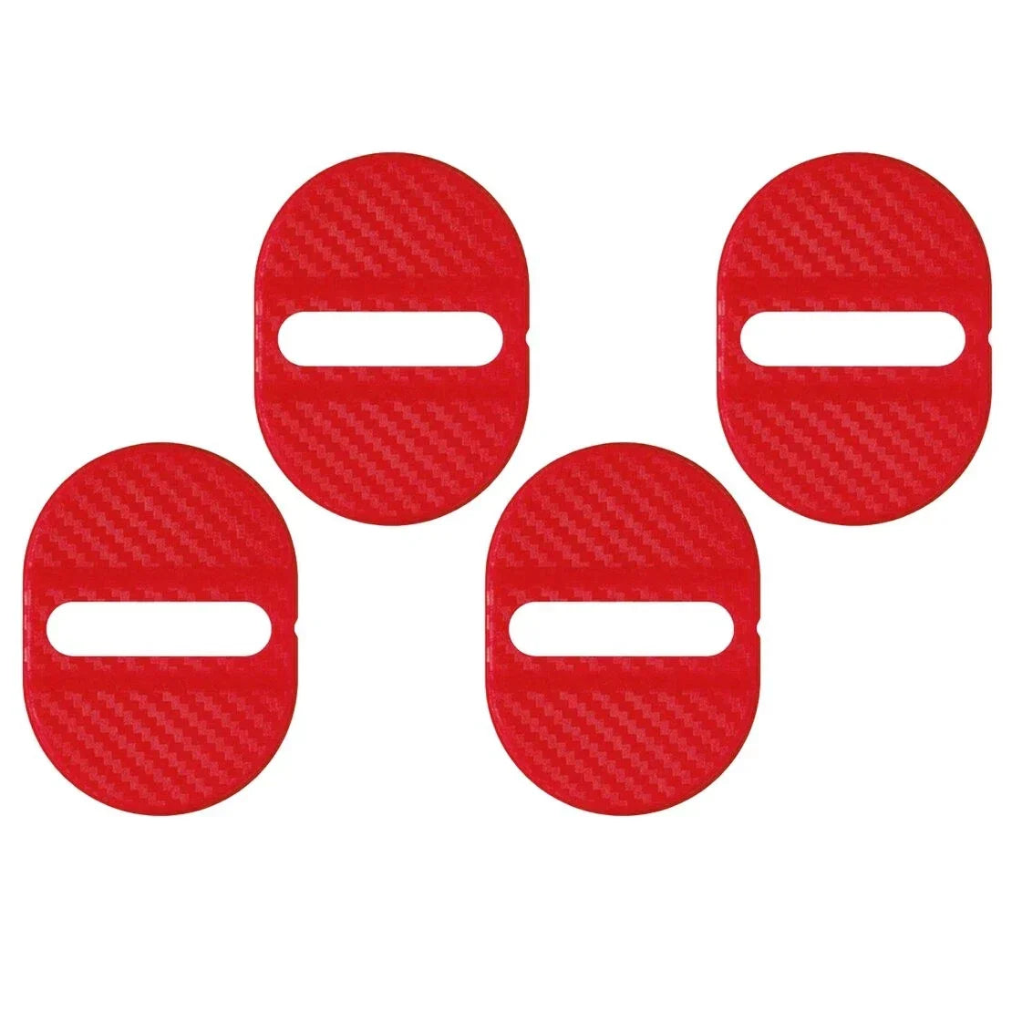 Red Carbon Fiber Scuff Plate Door Lock Covers - Set of 4 Universal