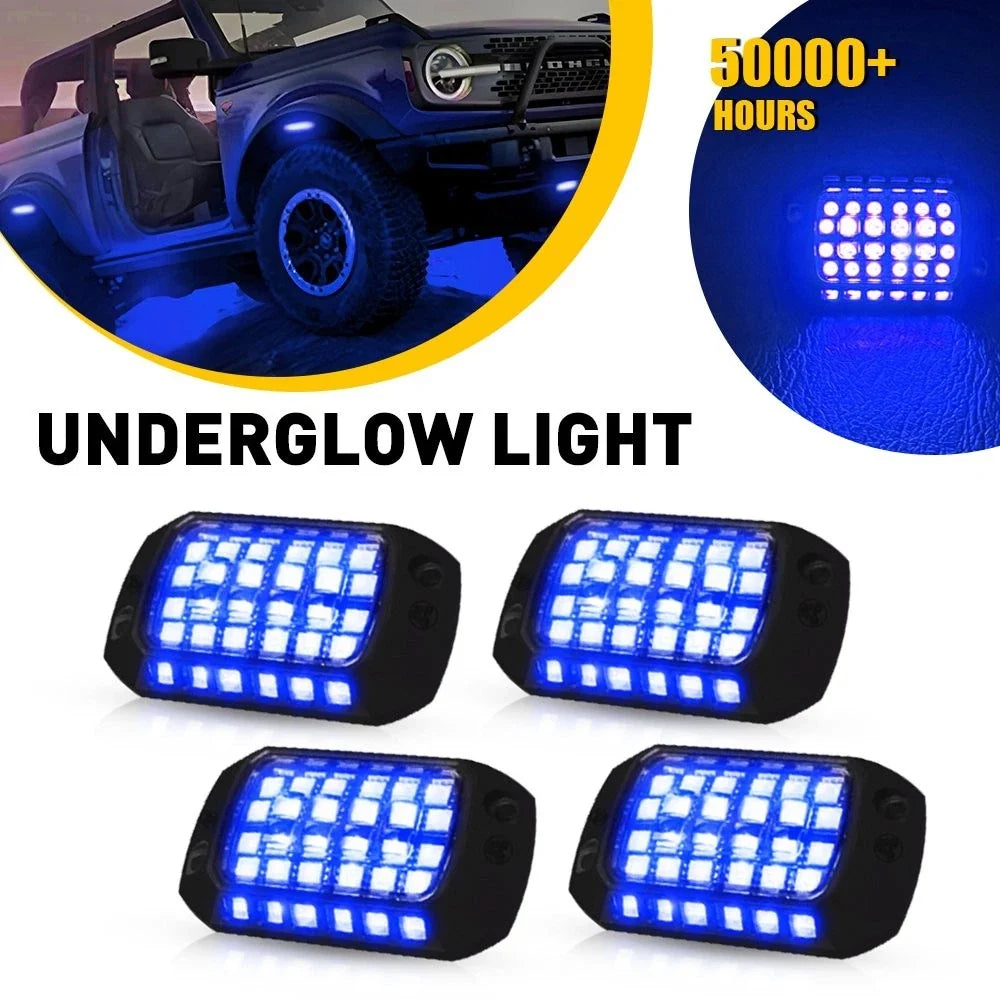 4X LED Underbody Light Kit for Universal Vehicles (IP68, 36 LEDs)
