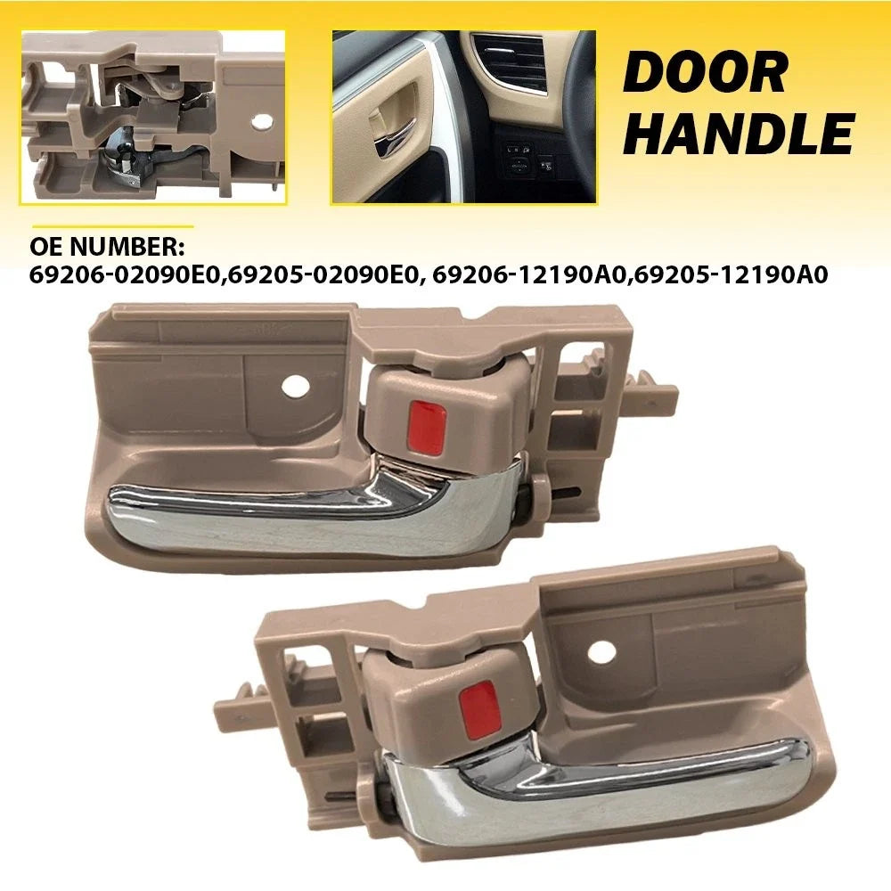 Beige Chrome Interior Door Handle Set for Toyota Corolla (2003–2008)