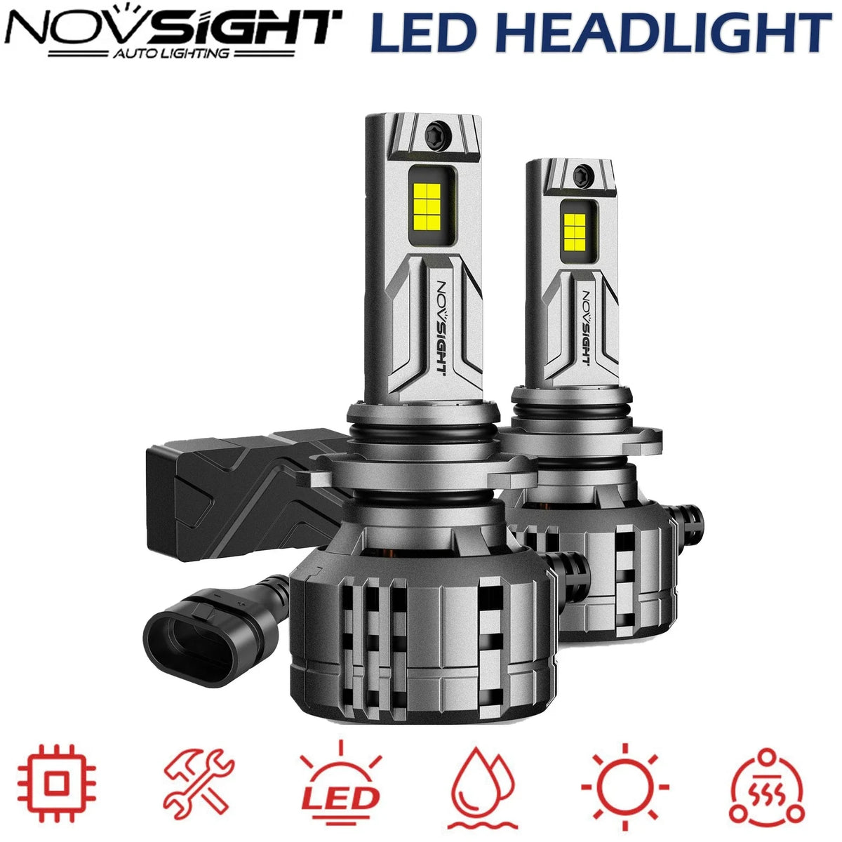 LED Headlight Bulbs 9005 - 2 Pack, 6500K 40000LM