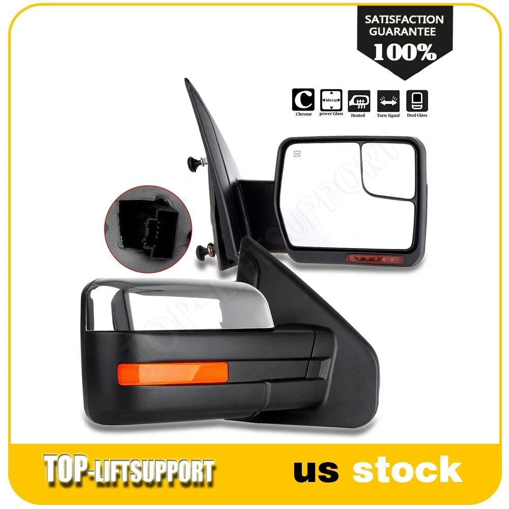 Pair Power Heated LED Signal Side View Mirrors for Ford F-150 (2004–2014)
