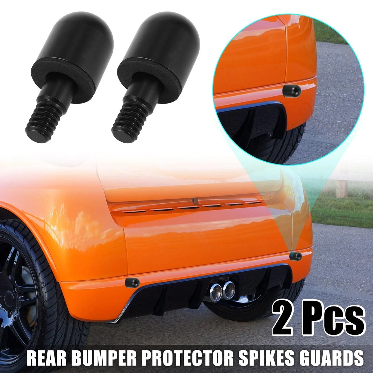 2X Black Rear Bumper Round Guard Protector for Smart Fortwo (2007–2014)