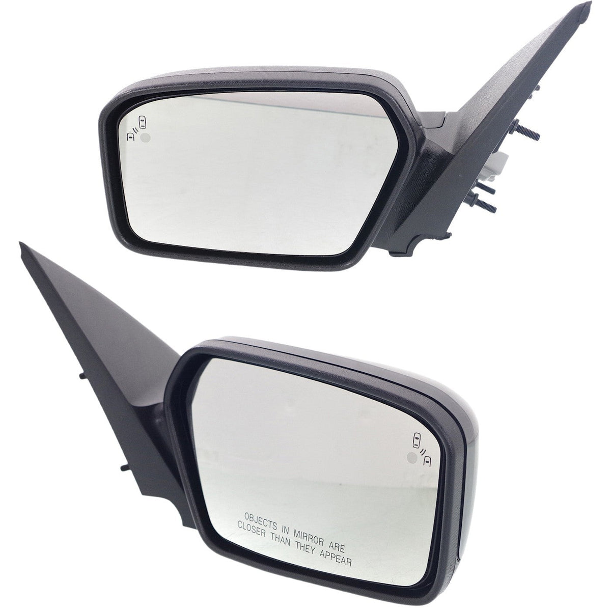 Black Set of 2 Power Heated Mirrors for 2010-2012 Ford Fusion