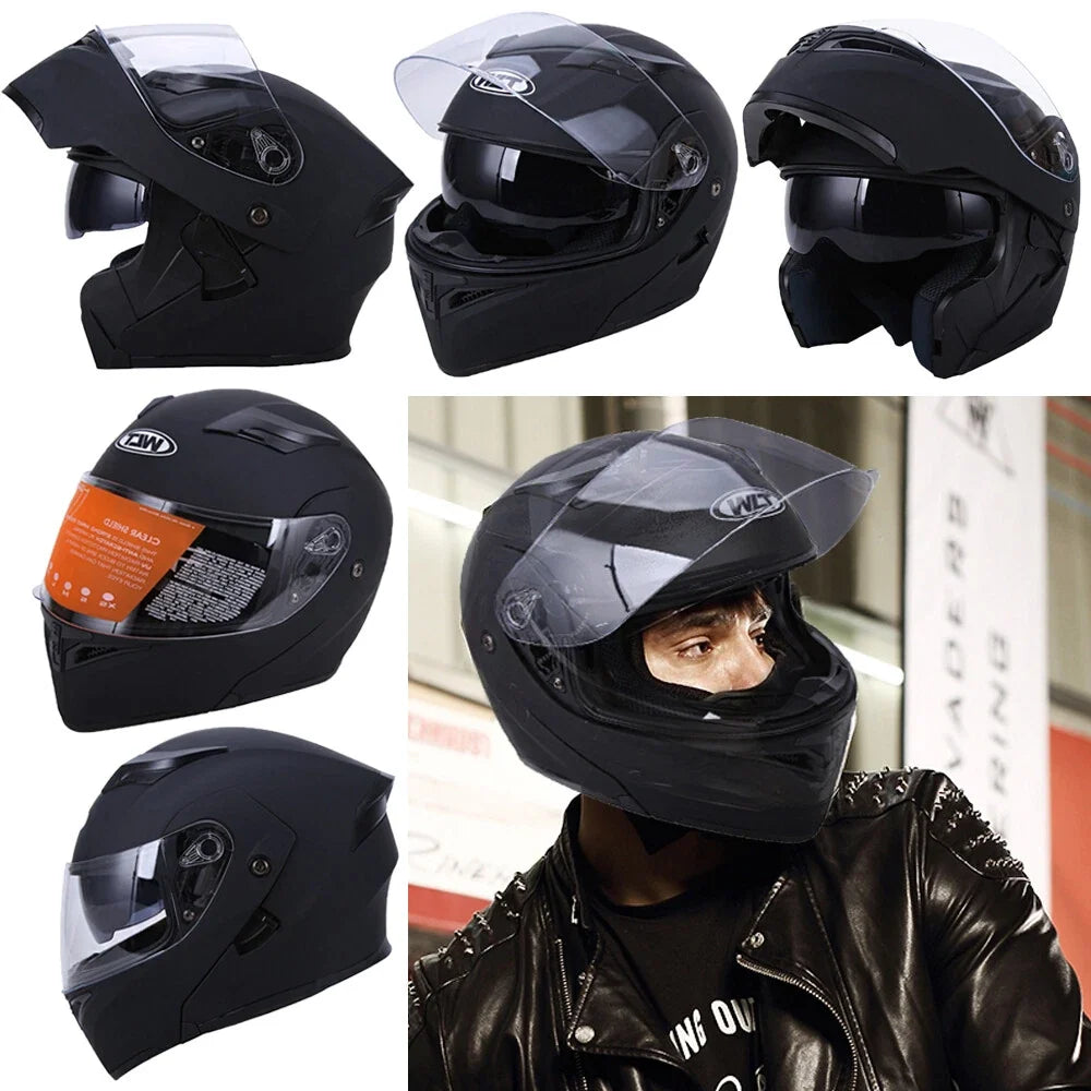 Full Face Flip Up Modular Helmet DOT for ATV Motorcycle M~XXL