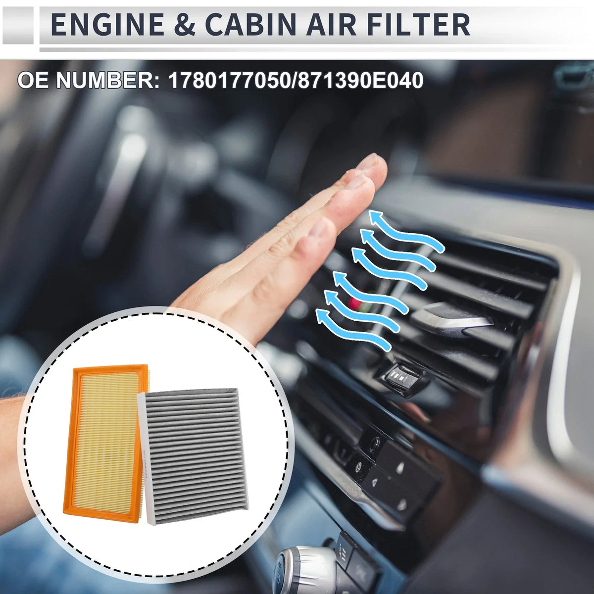 Engine Cabin Air Filter Combo No. 1780177050 for Toyota Camry (2018–2024)