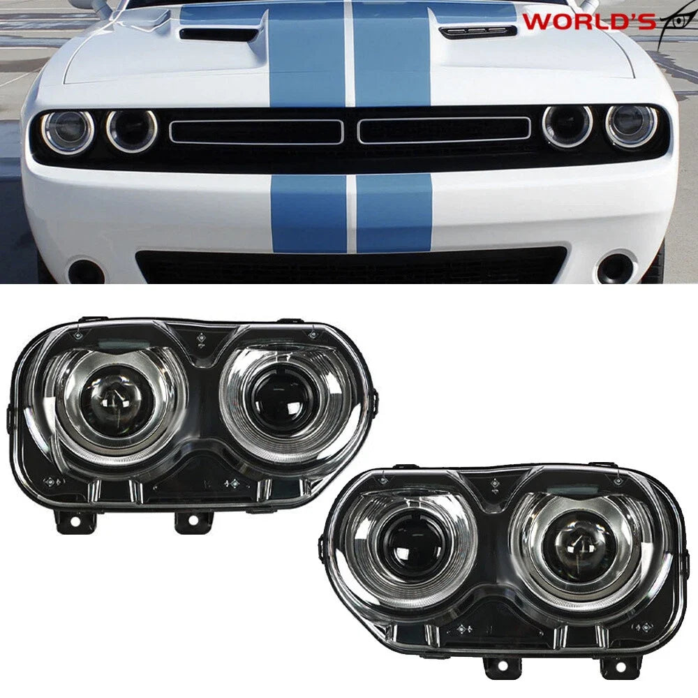 LED Headlights for Dodge Challenger Coupe (2015–2018) Black Left+Right
