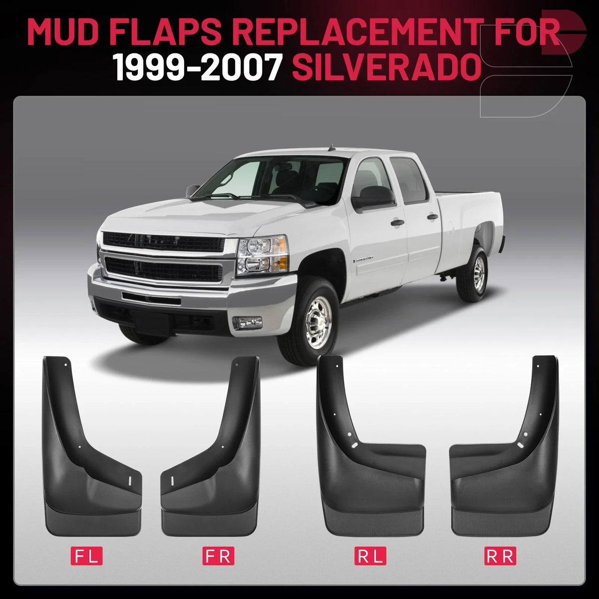 Set of 4 Mud Flaps Splash Guards for GMC Sierra 2500HD 3500 (2001–2006)