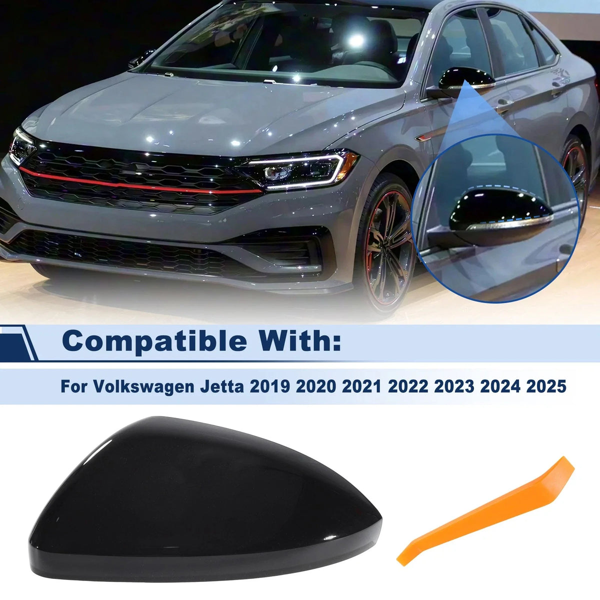 1Pcs Left Side Mirror Cover Cap for Volkswagen Jetta (2019–2025)