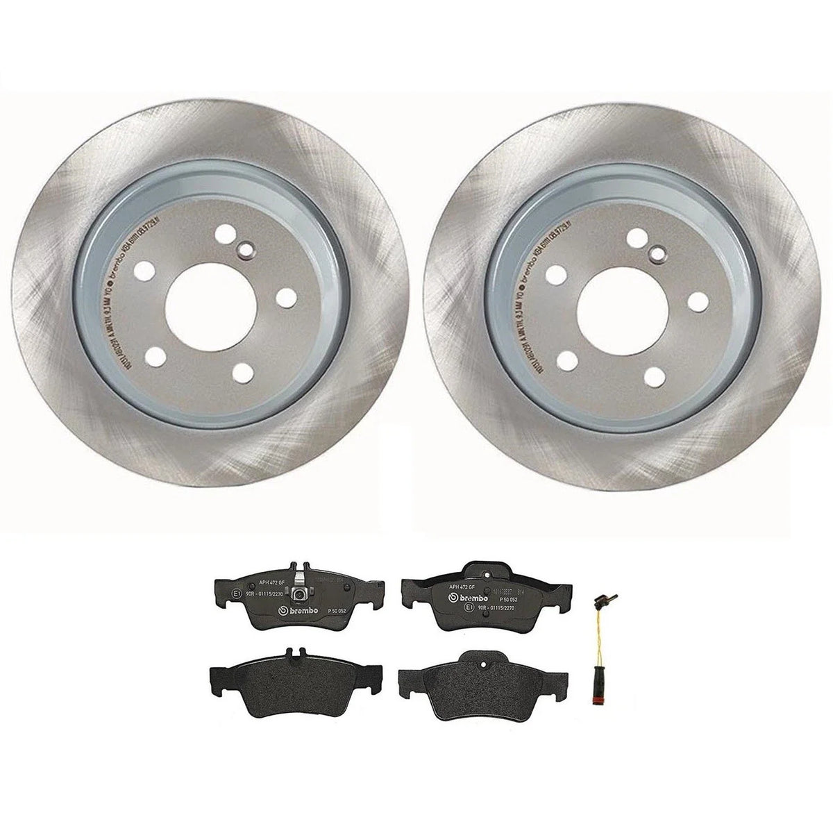 Brembo Rear Brake Kit Low-Met Pads w/ Sensor Coated Disc Rotors for MB C215 C216 (2000–2010)