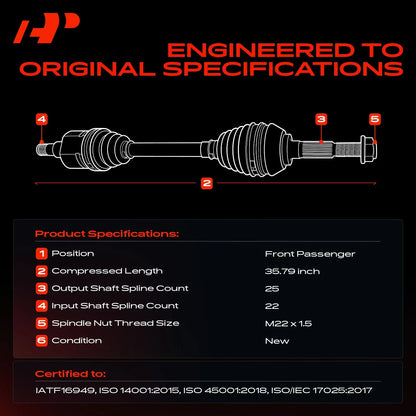 Front Right CV Axle for Ford EcoSport 2018 to 2021