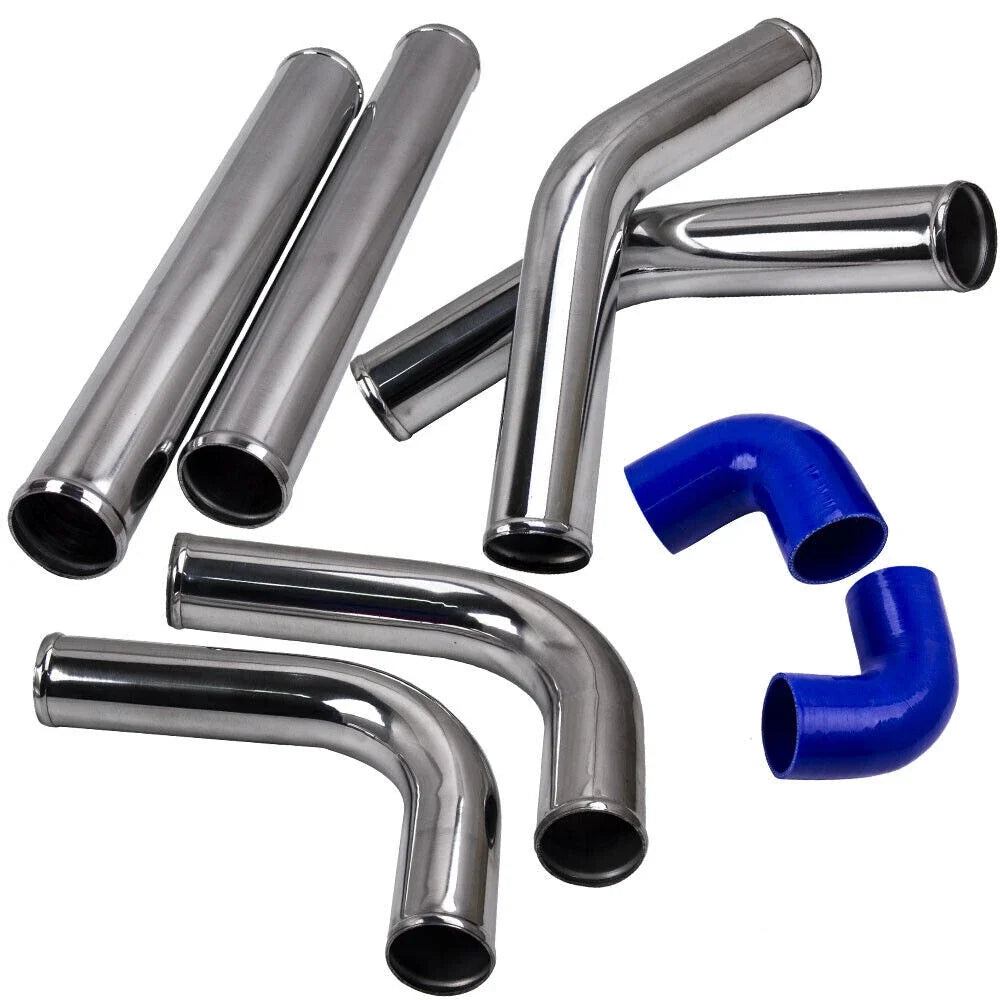 Turbo Intercooler Elbow Pipe Kit 2.5" - Universal Aluminum with Hose & Clamp