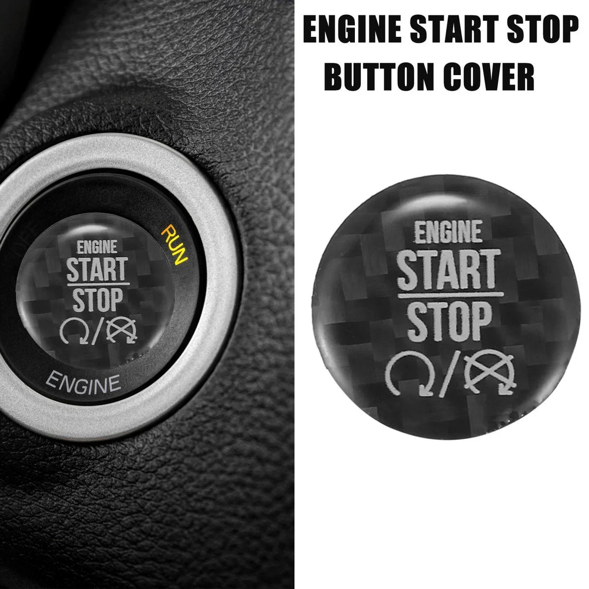 Black Engine Start Stop Button Cover for 2015-2021 Dodge Charger Challenger
