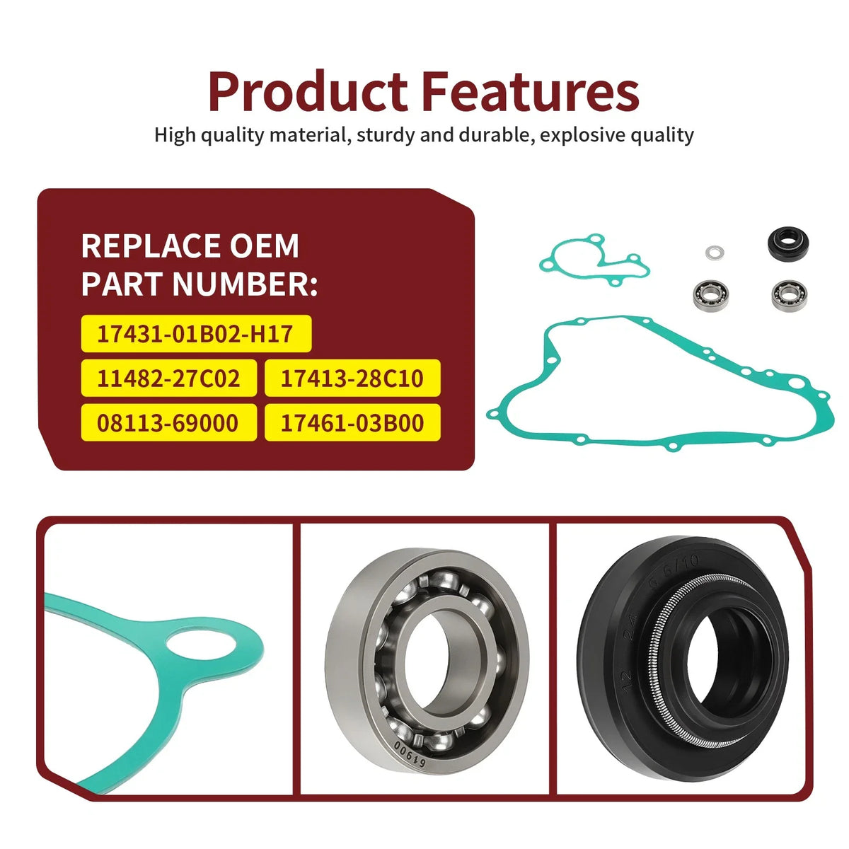 Water Pump Seals and Clutch Cover Gasket for Suzuki RM125M 1989-1991