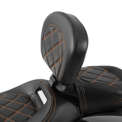 Front Driver Backrest Pad in Black Orange for Harley Road Glide 2009–2023
