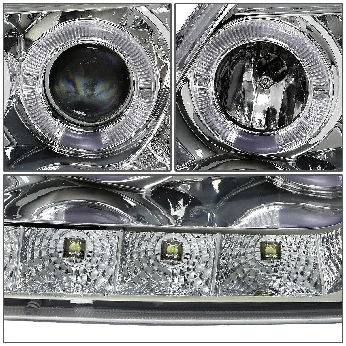 Halo Rings LED DRL for Ford F150 (1997–2003) Chrome Amber Projector Headlights