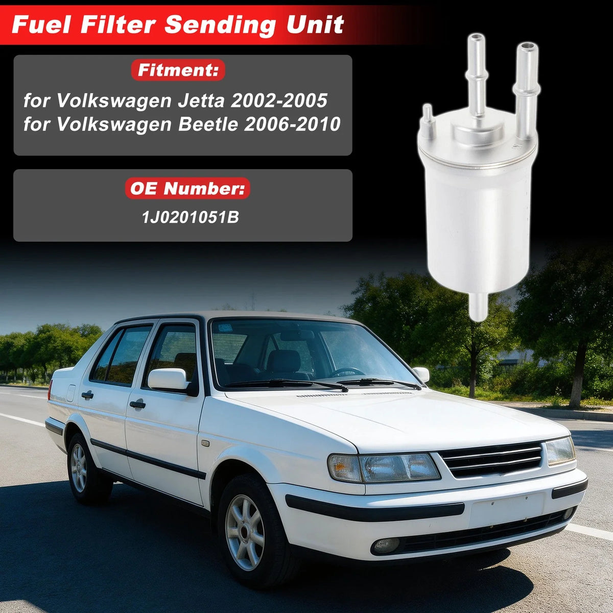 Fuel Filter Assembly for Volkswagen Jetta (2002–2005) No. 1J0201051B Metal