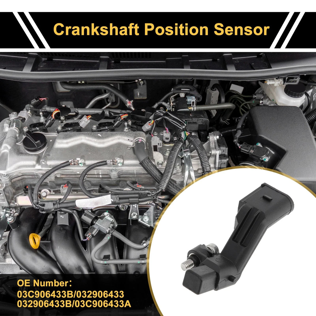 1 Pc Crankshaft Position Sensor No.03C906433B for Volkswagen Passat (2012–2014)