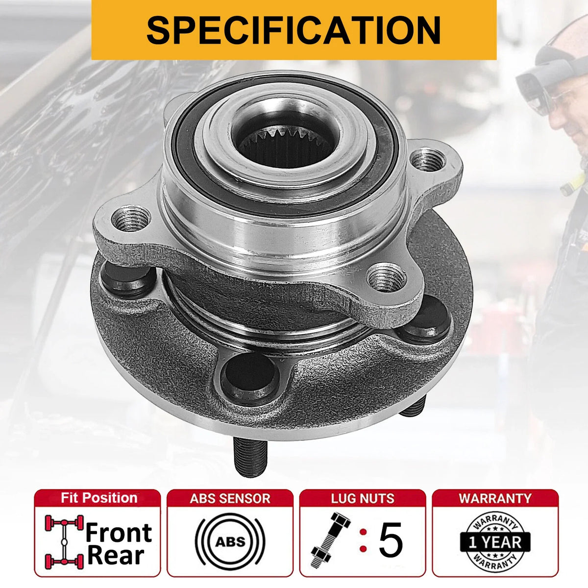 Front Hub Assembly with Bearings for Ford Fusion 2013-2016
