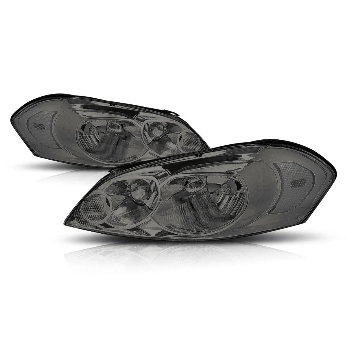 Smoked Housing Clear Corner Signal Headlight Lamps Pair for Chevy Impala (2006–2016)