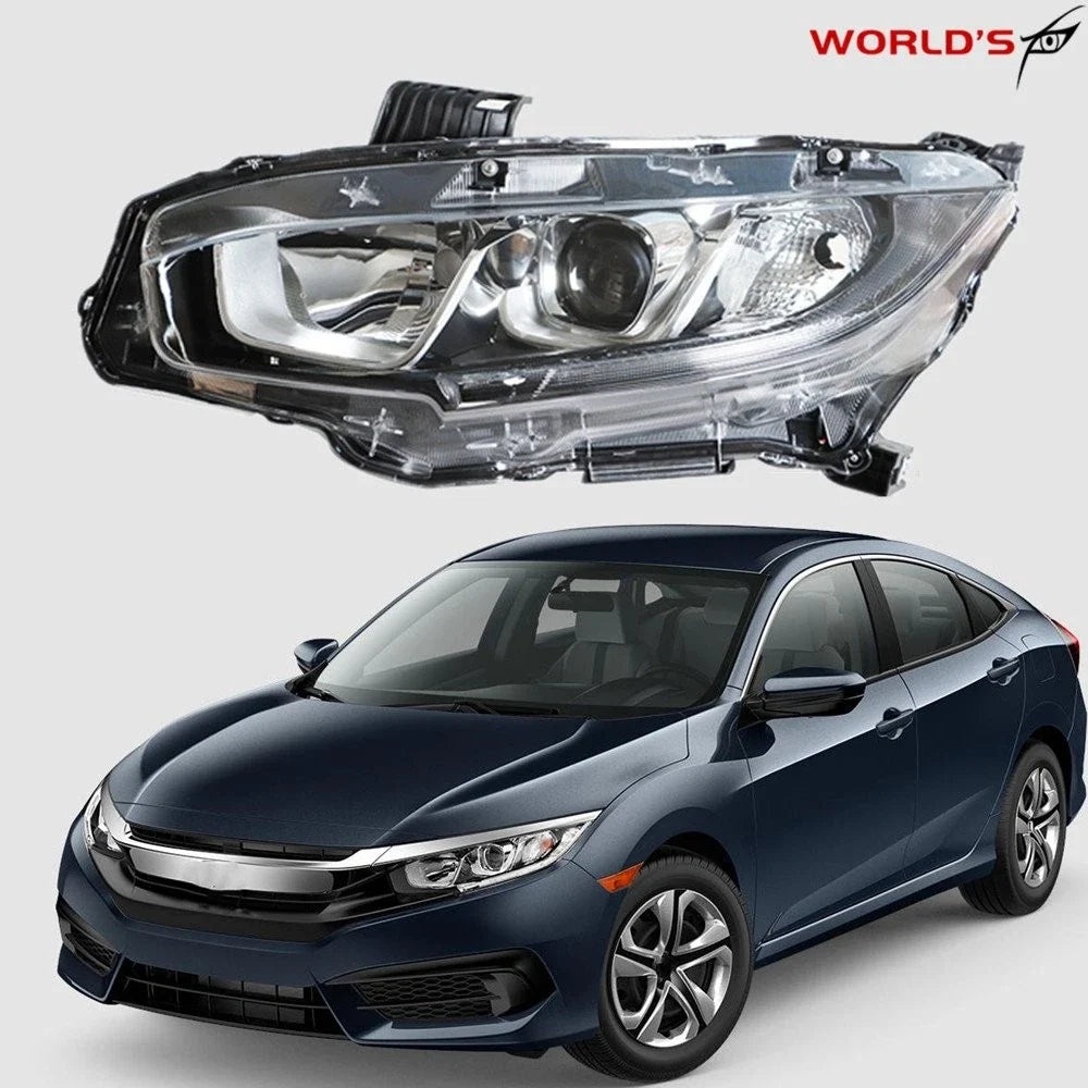 Halogen Chrome Projector Headlight for Honda Civic (2016–2018)
