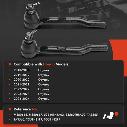 Front Side Outer Tie Rod End Pair for Honda Odyssey 2018-2024