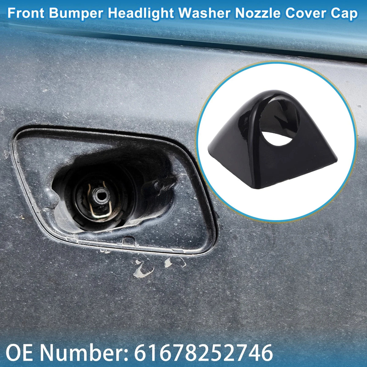 Washer Nozzle Cover Cap for BMW X5 (2000–2003) No. 61678252746, Black