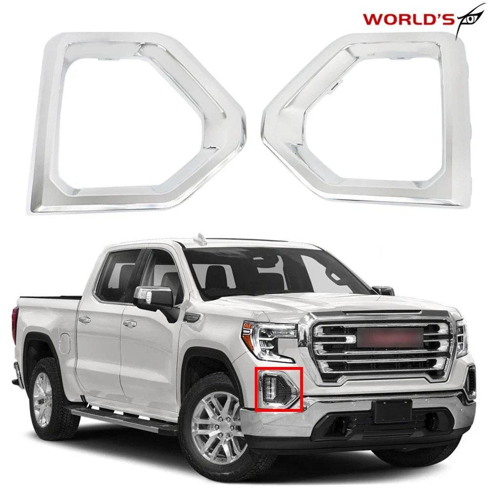 Chrome Fog Light Bezel Covers for GMC Sierra 1500 Denali SLT (2019–2020)