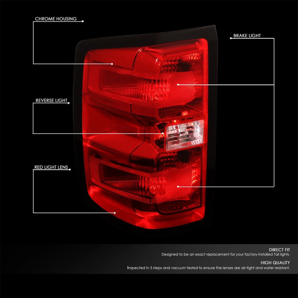 Left Side Tail Brake Light Lamp for Chevy Silverado GMC Sierra (2014–2019)