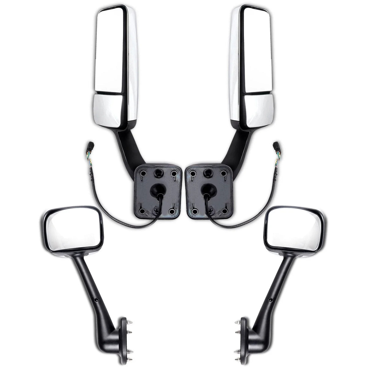 Pair of Heated Chrome Mirrors for 2010-2023 Freightliner Cascadia