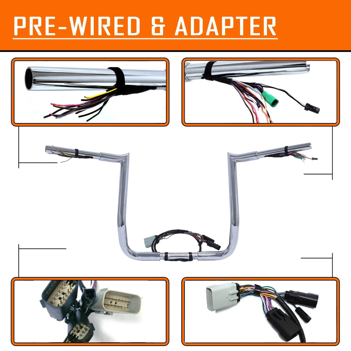 14" Prewired Handlebar for Harley Street Glide/Electra Glide/Ultra (2008–2013) - Chrome