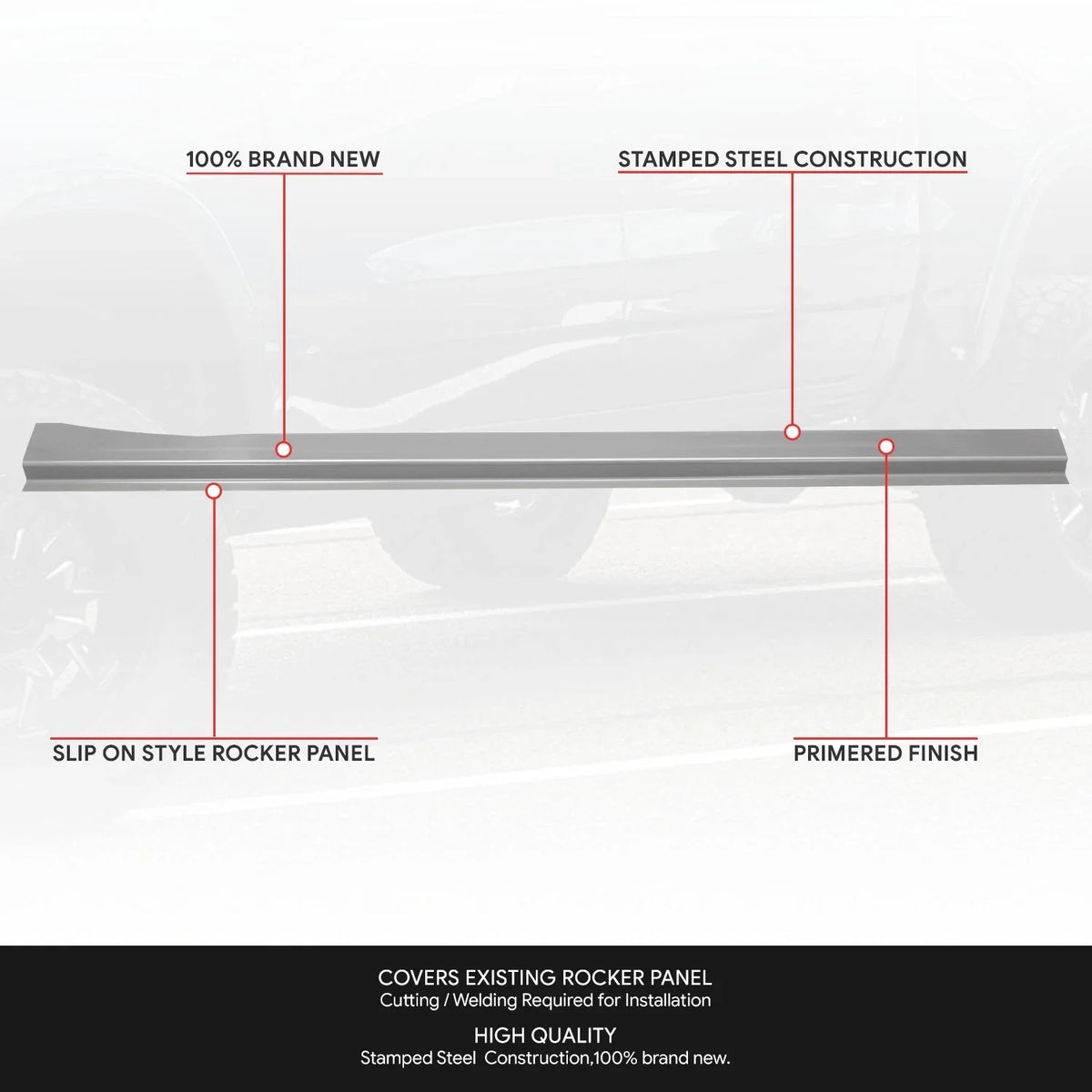 Outer Rocker Panel for Dodge Ram 1500 2500 3500 Crew Cab (2009–2018)