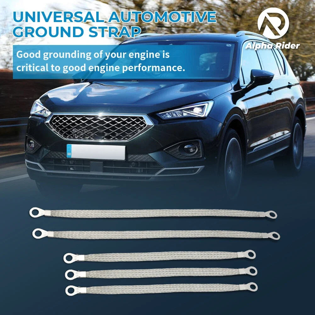 5Pc Tinned Copper Engine Ground Strap Set for Universal Trucks/Cars 3-10" & 2-13"