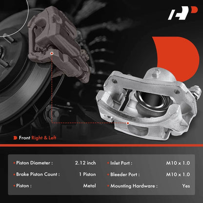 Front Brake Caliper Set with Brackets for Ford Fiesta 2011 to 2019