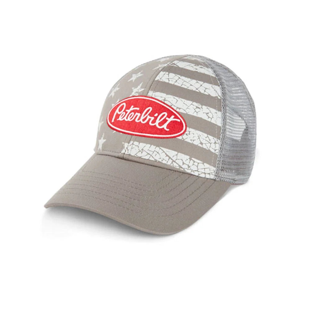 Peterbilt Trucks Cap - Grey Youth Distressed Flag Mesh Hat (2010–2023)