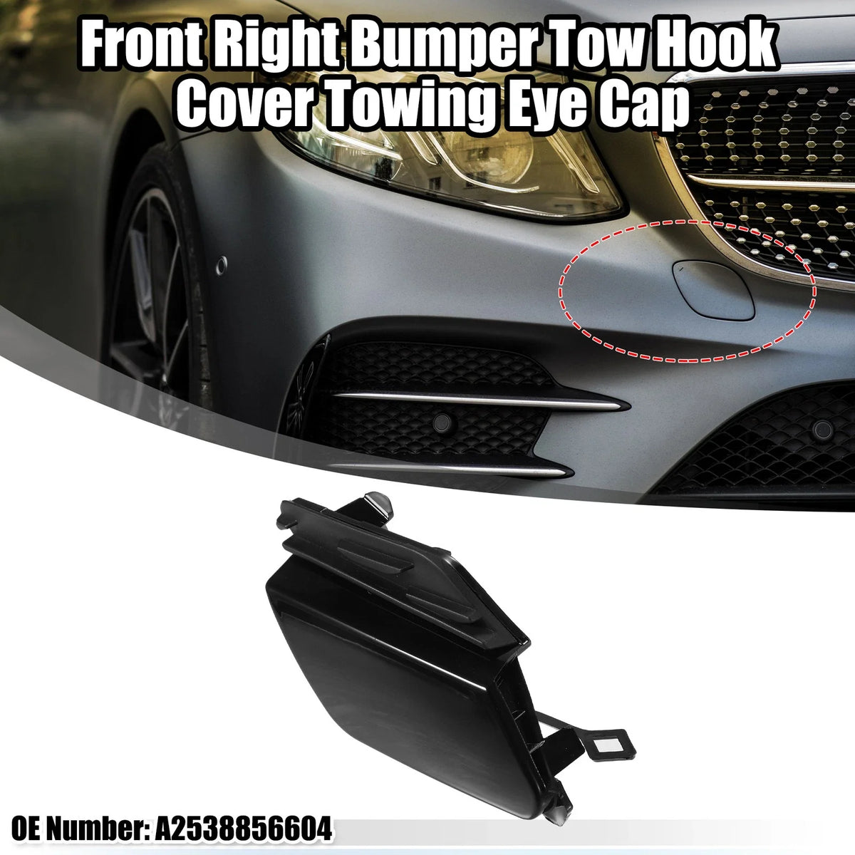 Tow Hook Cover for Mercedes-Benz GLC 43 AMG 4Matic (2017–2020) Black