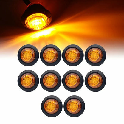 Waterproof Truck Trailer Side Marker Lights - 10 Amber LEDs