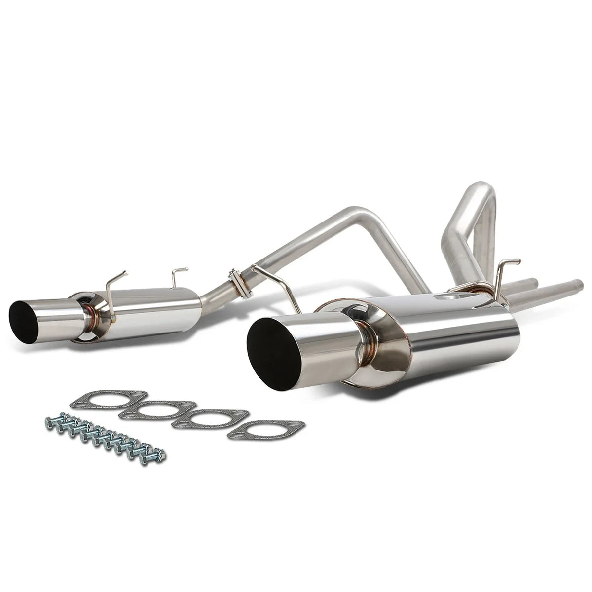 4" OD Dual Tip Muffler Catback Exhaust for Ford Mustang 3.7 V6 (2011-2014)