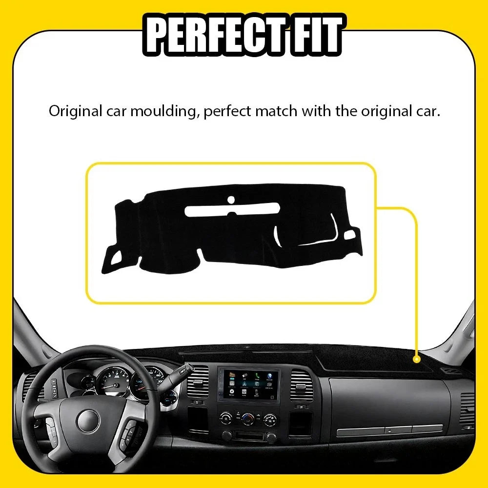 Mat Cover for Dashboard - Black for 2007-2013 Chevy Silverado/GMC Sierra
