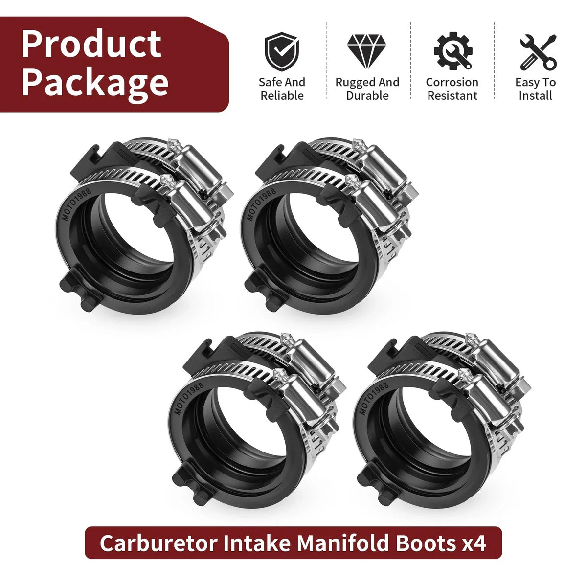 4-Pack Carburetor Intake Manifold Boots for Honda ST1100 (1991-2003)